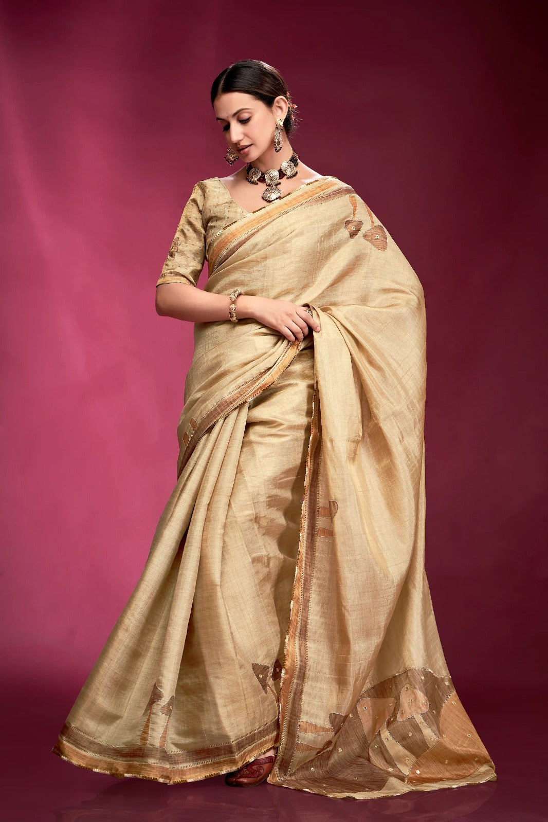 Ageless Cream Tussar Silk Saree