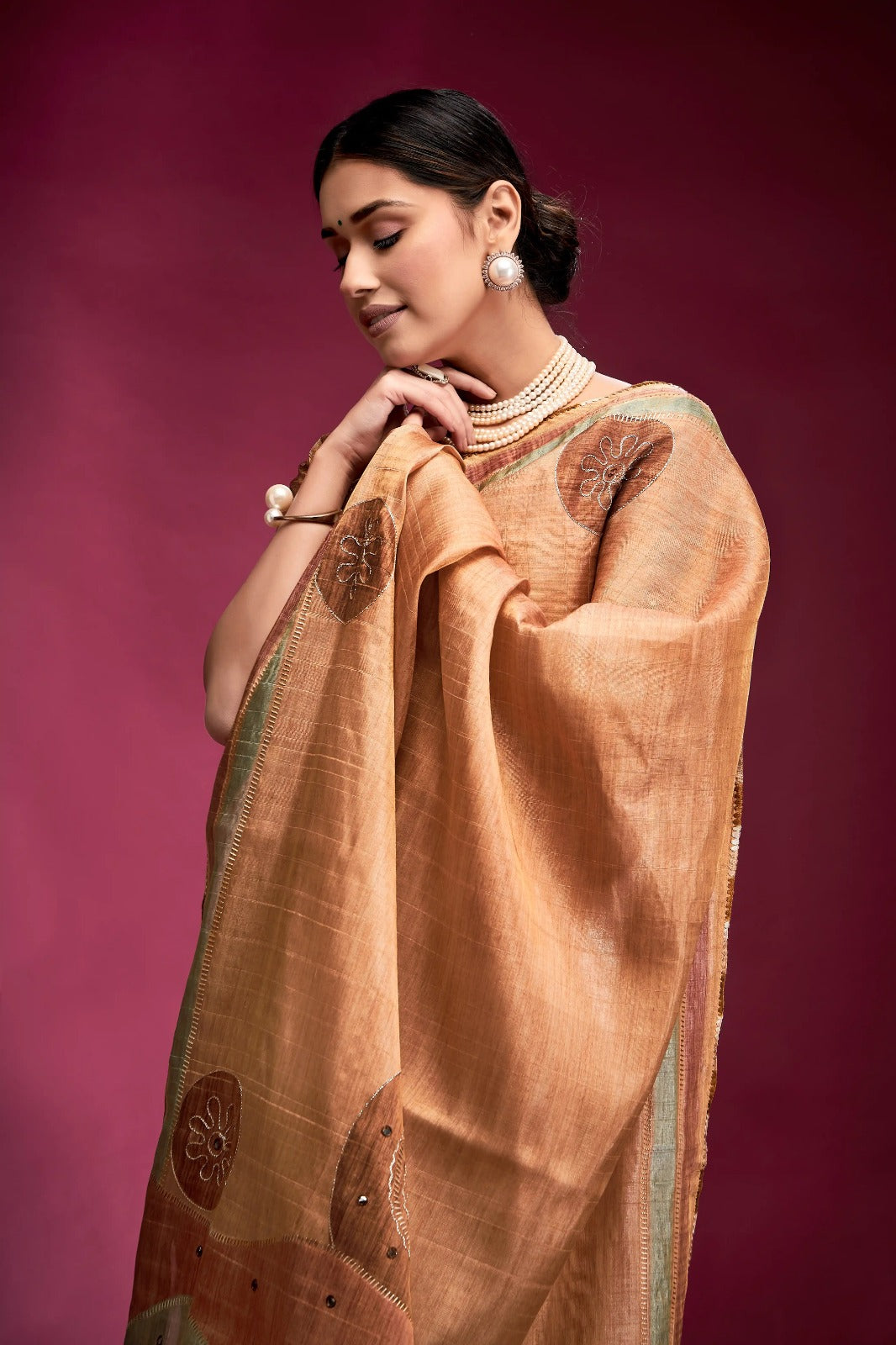 Ideal Mustard Tussar Silk Saree