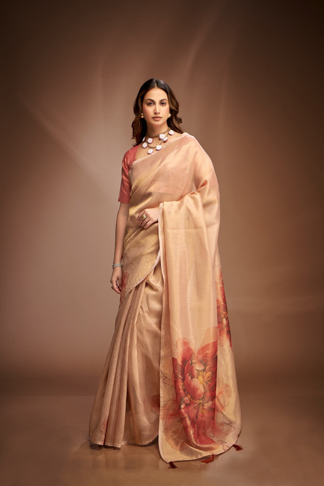 Radiant Mustard Crushed Tissue Saree