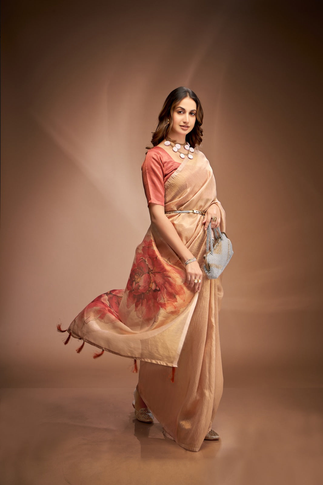 Radiant Mustard Crushed Tissue Saree