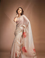 Pleasant Light Grey Crushed Tissue Saree