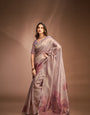 Phenomenal Wine Crushed Tissue Saree