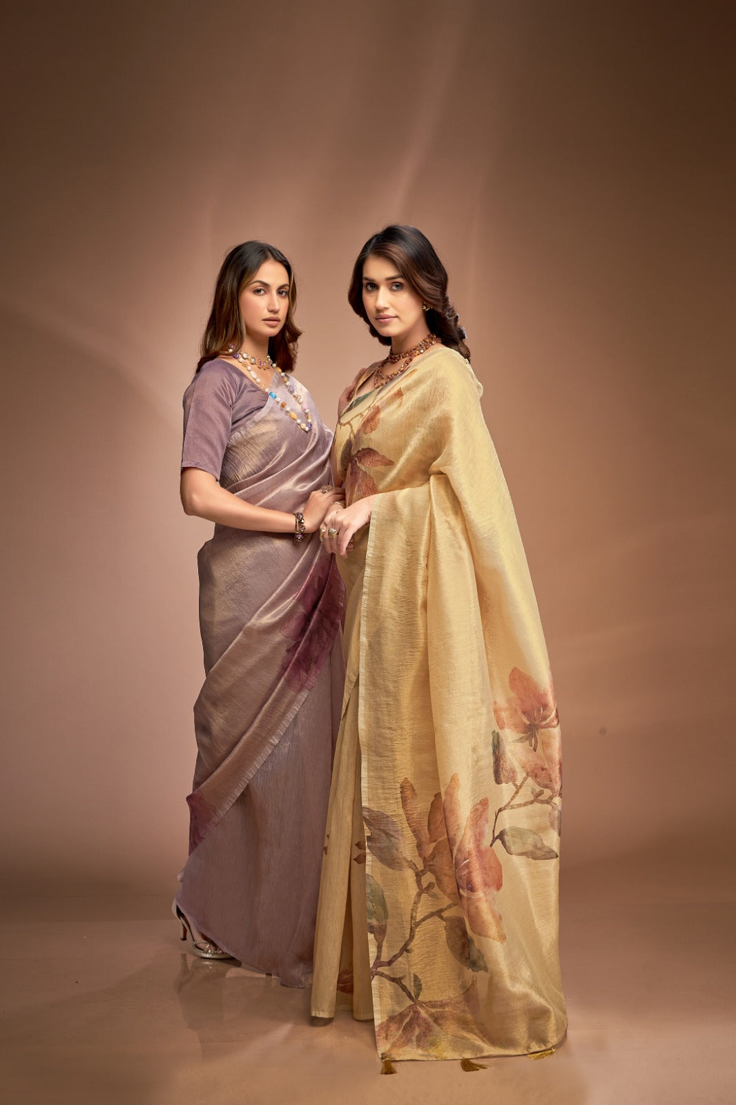 Phenomenal Wine Crushed Tissue Saree