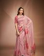 Romantic Pink Crushed Tissue Saree