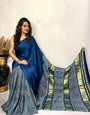 Morpich Ajrakh Patli Pallu with Zari Pallu Saree