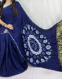 New Fancy Blue Shibori Bandhni Border Pure Modal Silk Plian Saree