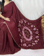New Fancy Maroon Shibori Bandhni Border Pure Modal Silk Plian Saree