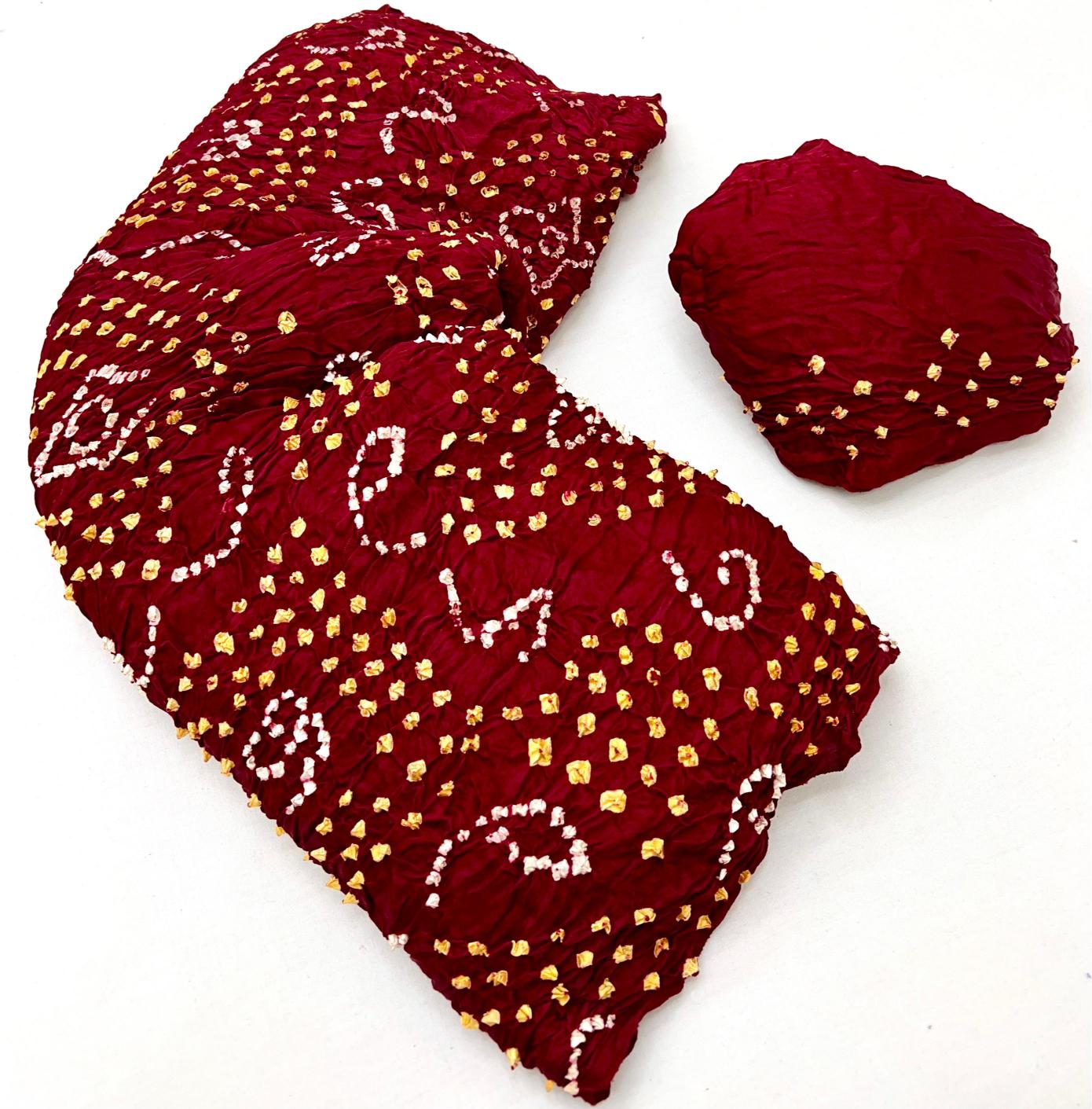 Dark Burgundy Pure Bandhni Zari Pallu Modal Soft Silk Saree