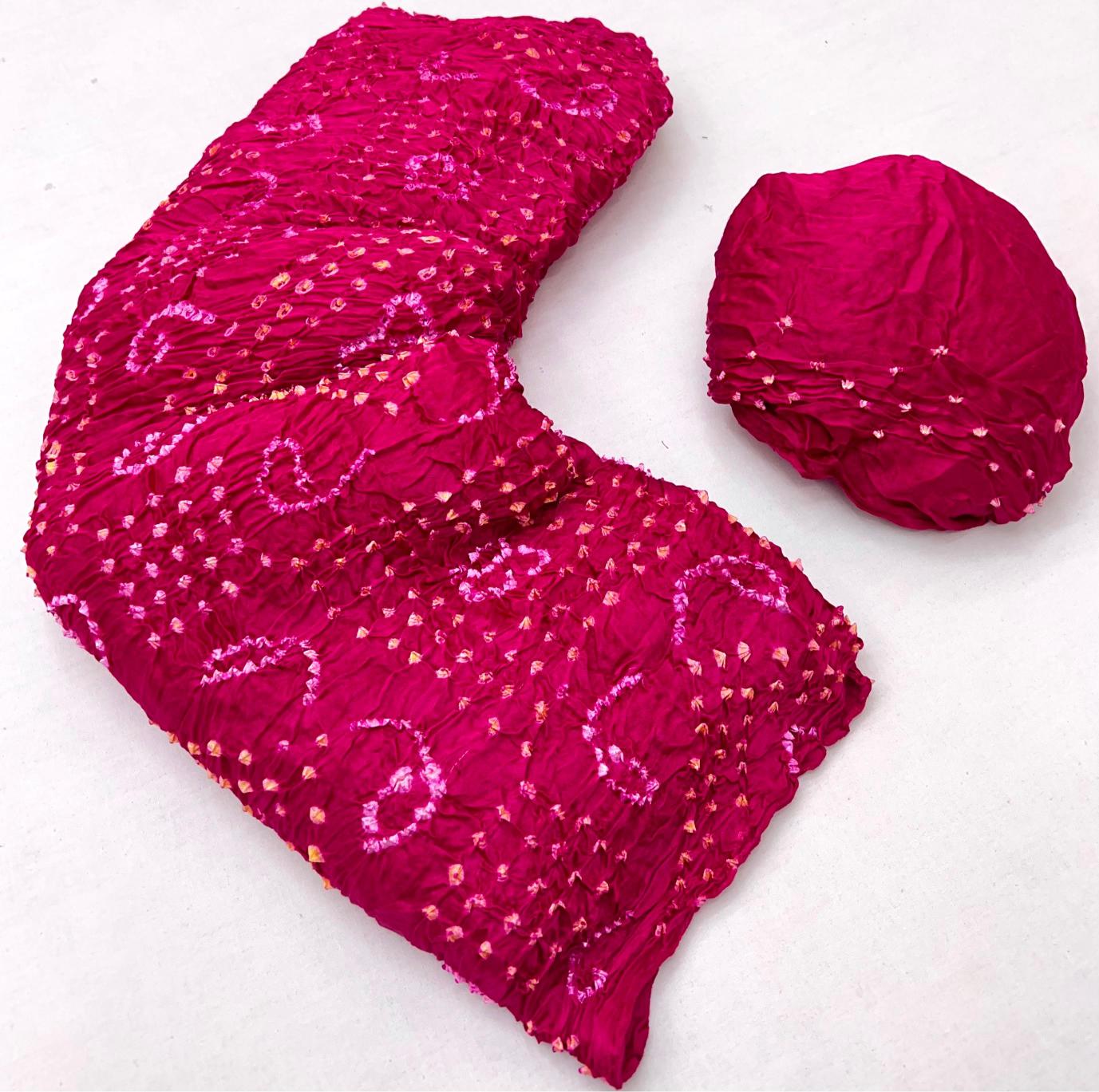 Folly Pink Pure Bandhni Zari Pallu Modal Soft Silk Saree