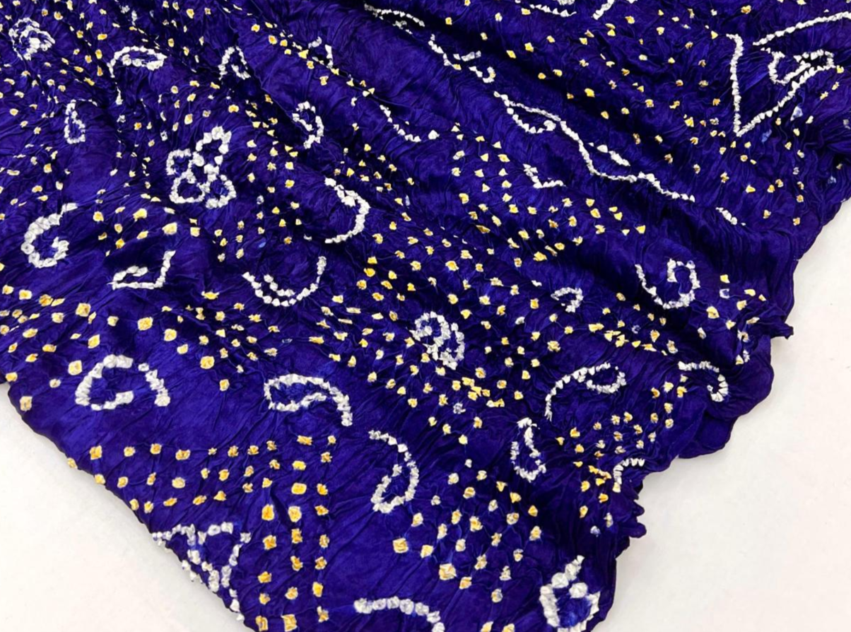 Gulf Blue Pure Bandhni Zari Pallu Modal Soft Silk Saree