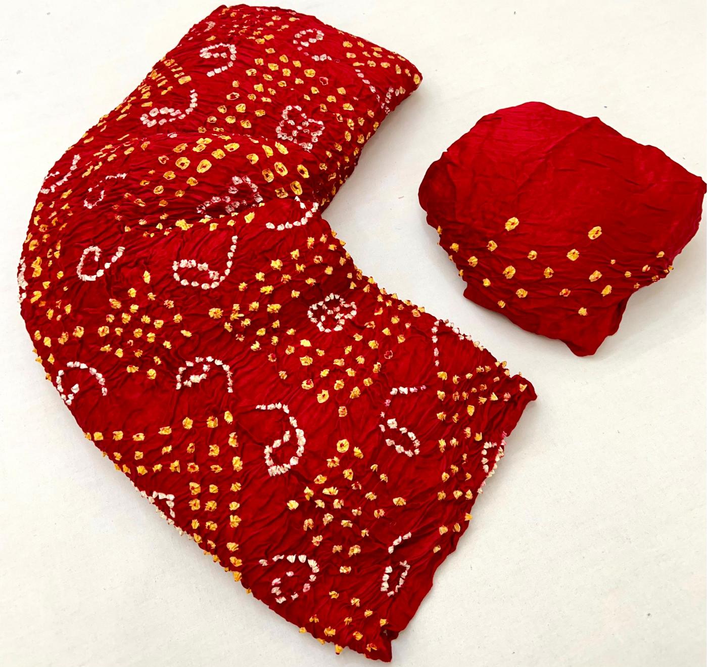Milano Red Pure Bandhni Zari Pallu Modal Soft Silk Saree