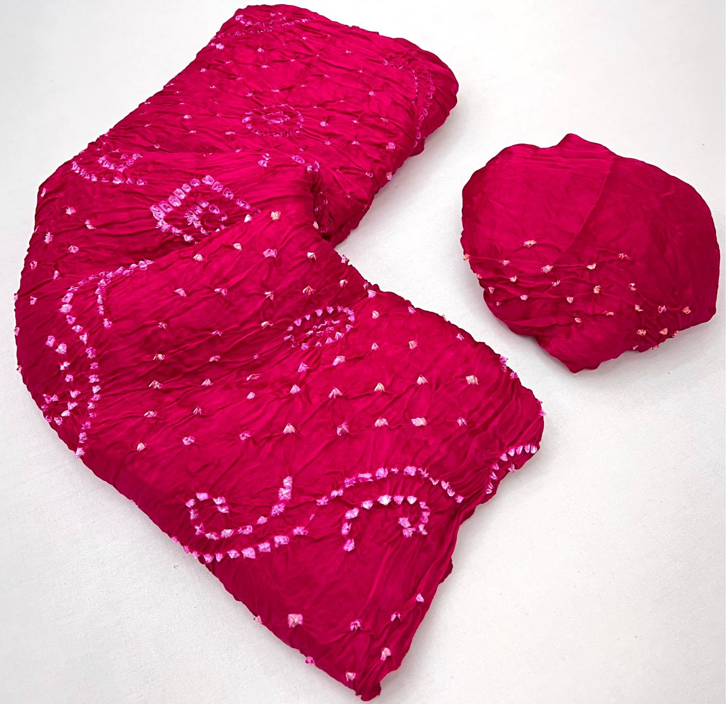 Dark Hot Pink Pure Bandhni Zari Pallu Modal Soft Silk Saree