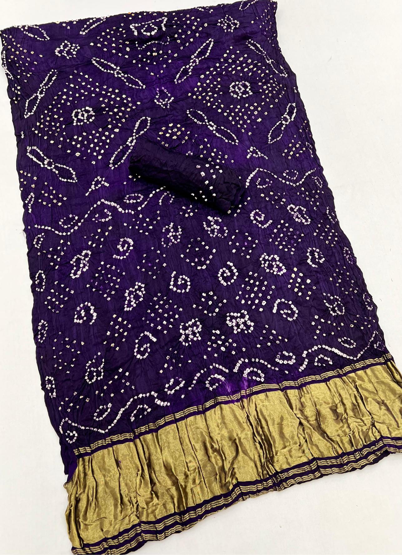 Dark Purple Pure Bandhni Zari Pallu Modal Soft Silk Saree
