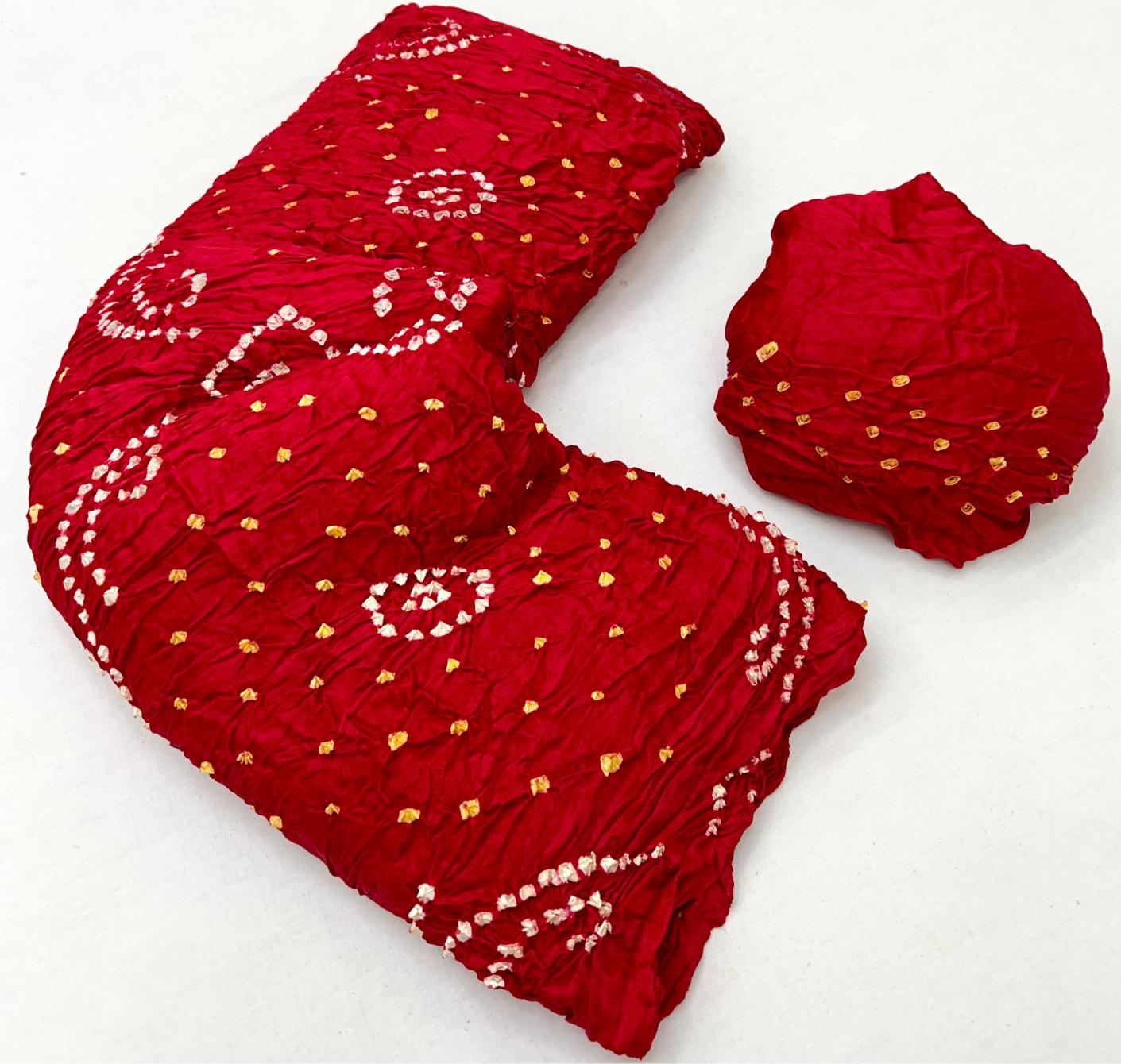 Scarlet Pure Bandhni Zari Pallu Modal Soft Silk Saree