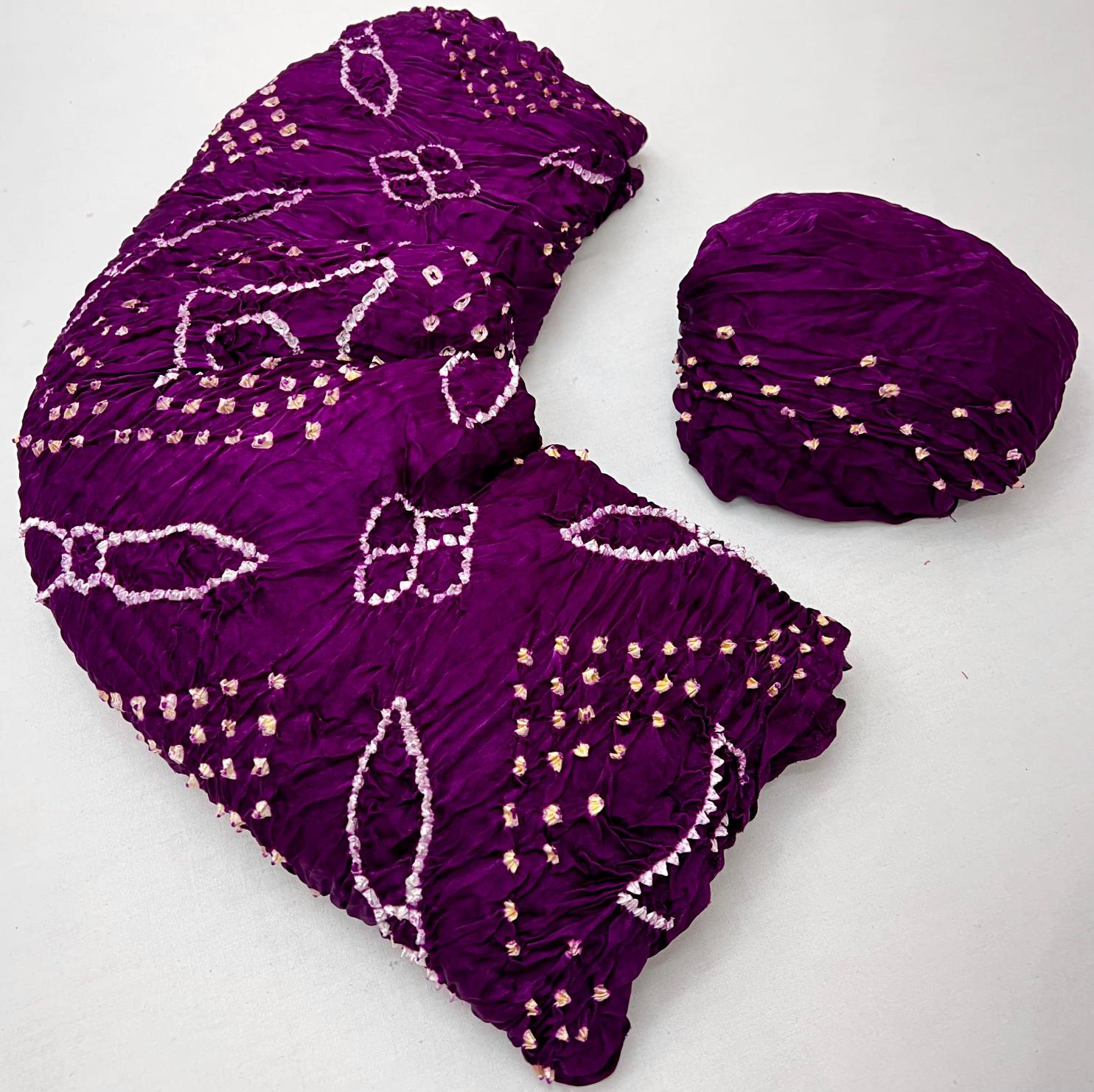 Grape Purple Pure Bandhni Zari Pallu Modal Soft Silk Saree