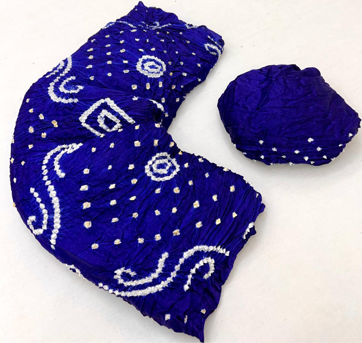 Night Blue Pure Bandhni Zari Pallu Modal Soft Silk Saree