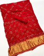 Scarlet Pure Bandhni Zari Pallu Modal Soft Silk Saree