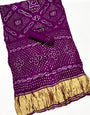 Grape Purple Pure Bandhni Zari Pallu Modal Soft Silk Saree