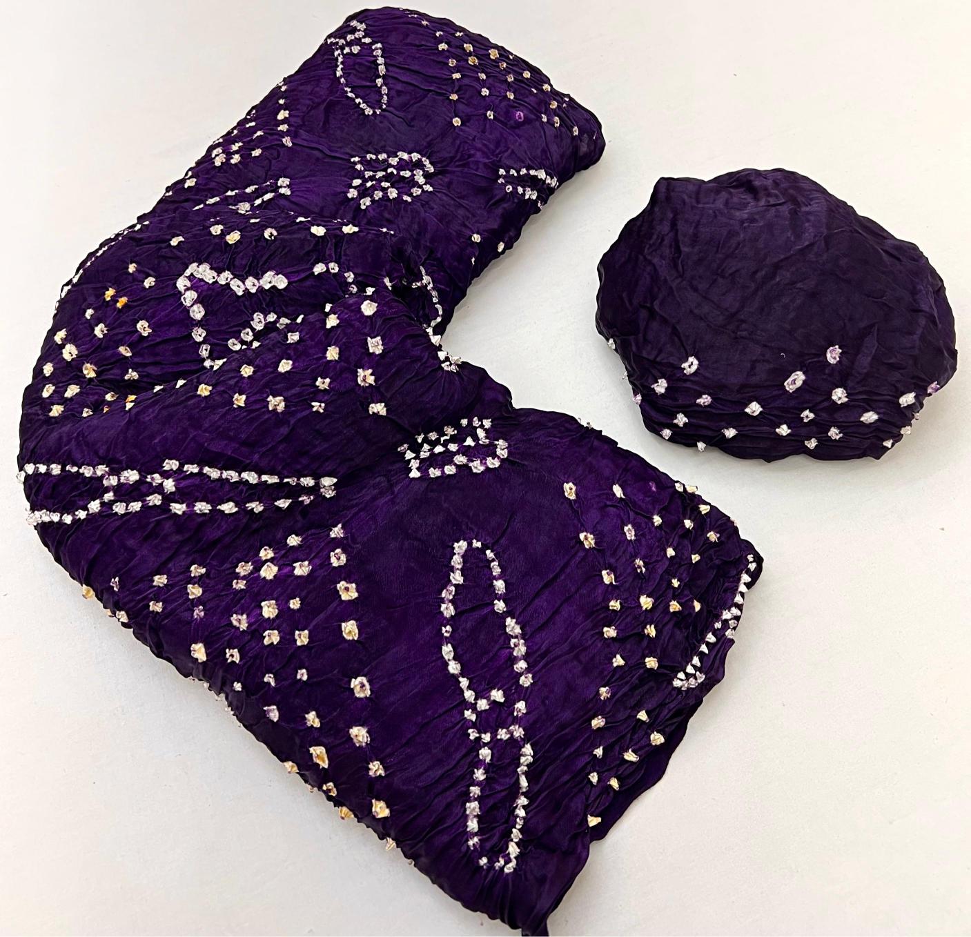 Dark Purple Pure Bandhni Zari Pallu Modal Soft Silk Saree