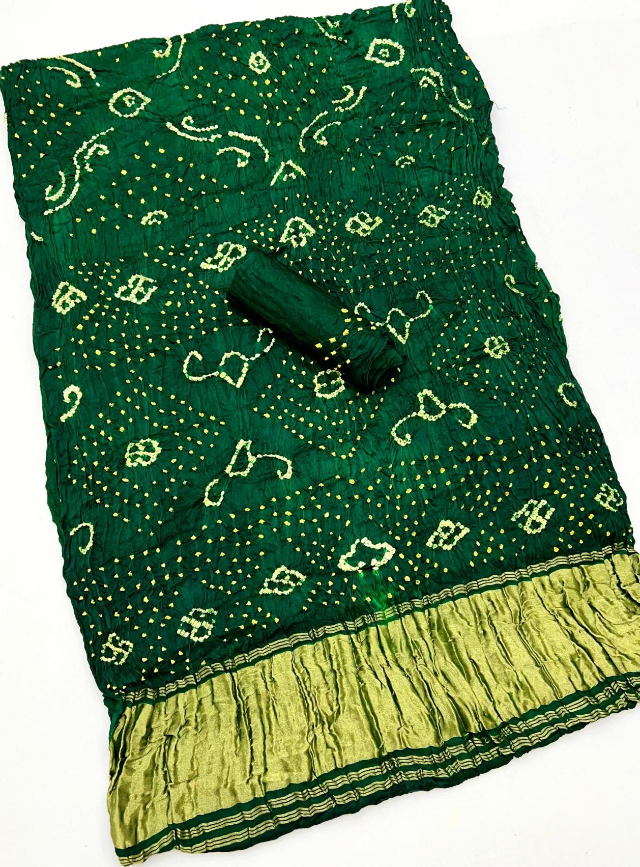 EverGreen Pure Bandhni Zari Pallu Modal Soft Silk Saree