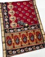 Anemones Maroon Woven Mul Cotton Saree With Blouse
