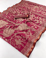 Barbie Pink Pure Maslin Silk Saree With Stylish Blouse Piece