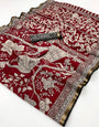 Flaunt Maroon Pure Maslin Silk Saree With Stylish Blouse Piece