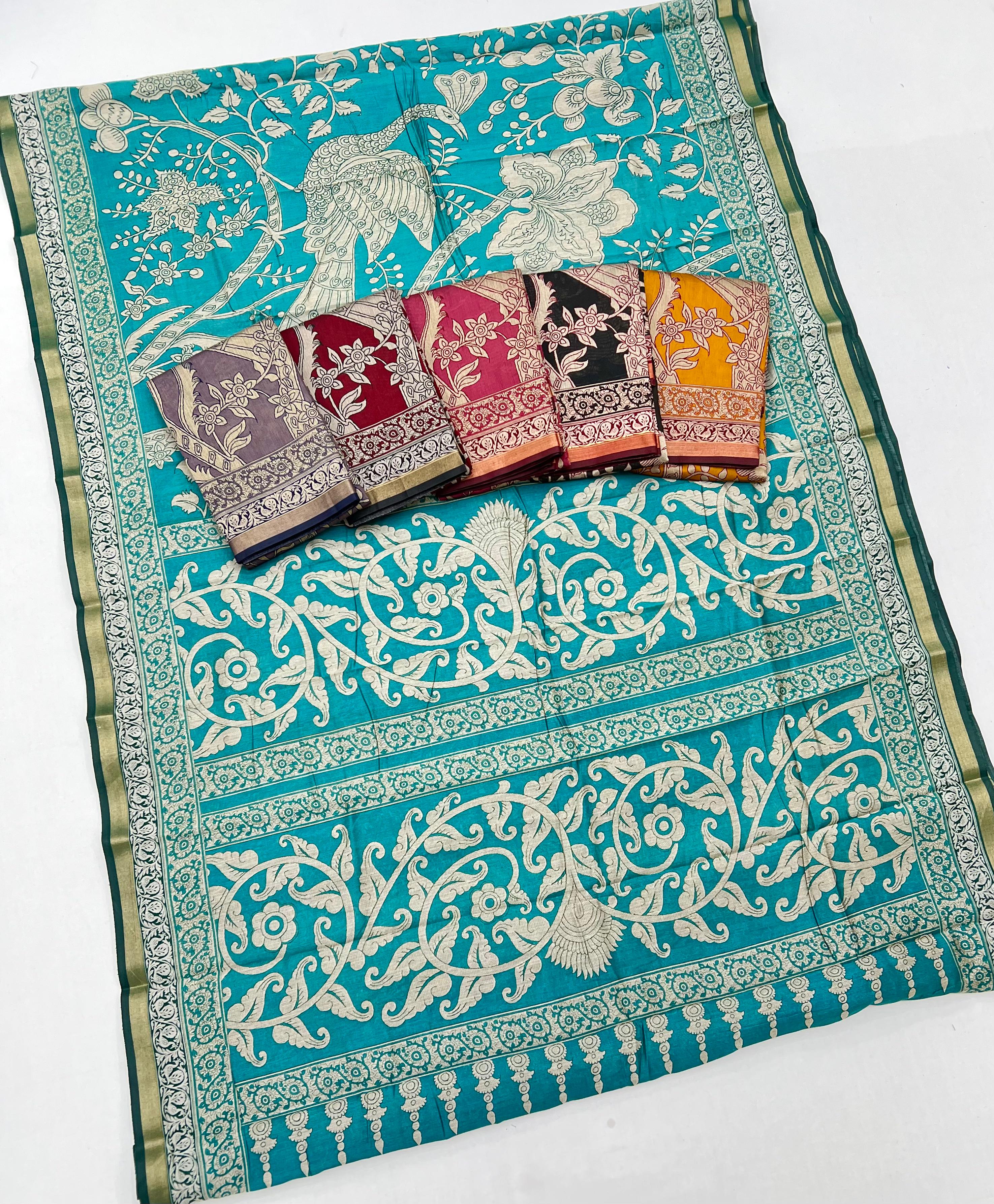 Cyan Blue Pure Maslin Silk Saree With Stylish Blouse Piece