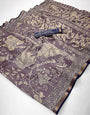 Lilac Purple Pure Maslin Silk Saree With Stylish Blouse Piece