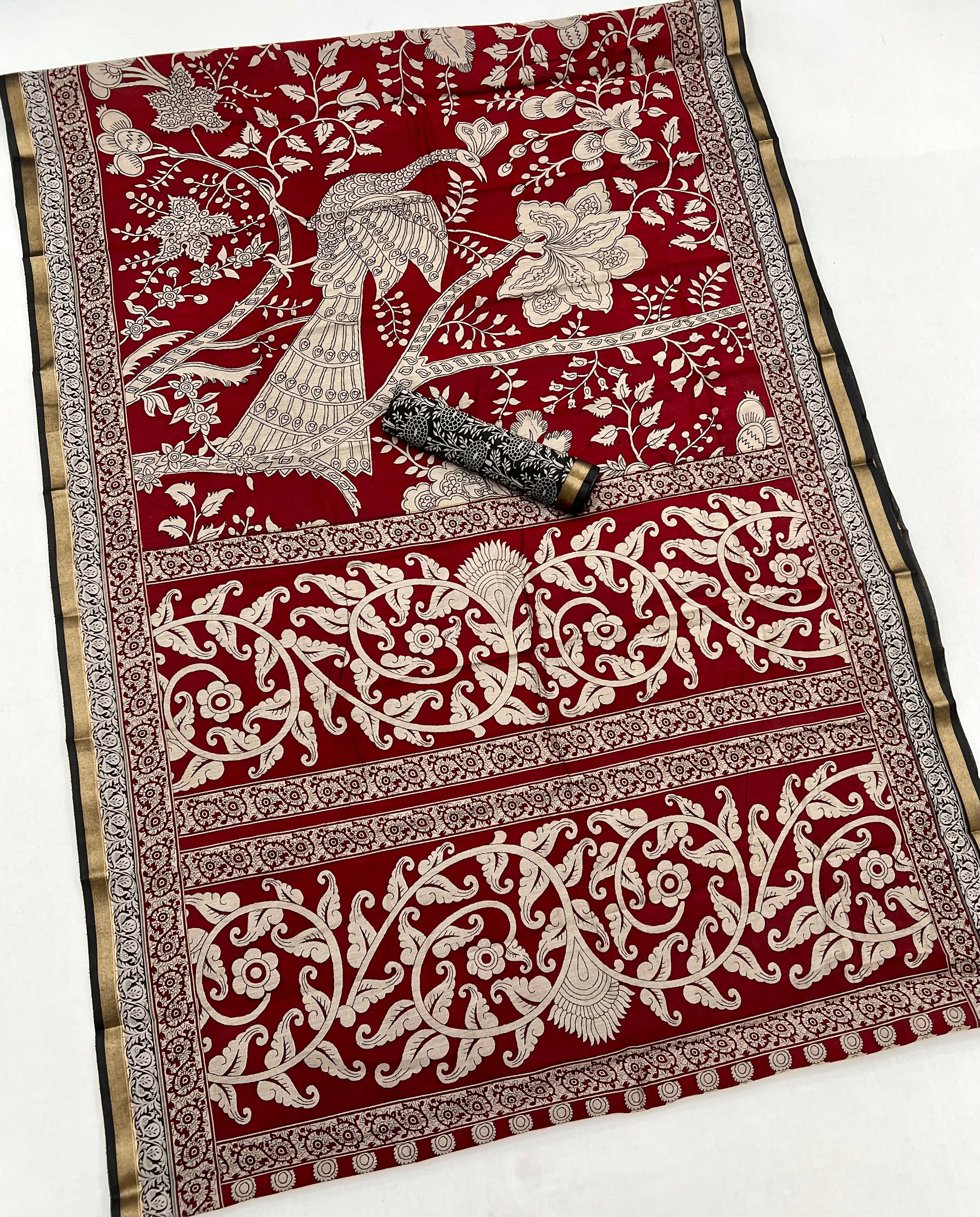 Flaunt Maroon Pure Maslin Silk Saree With Stylish Blouse Piece
