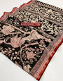 Rodeo Black Pure Maslin Silk Saree With Stylish Blouse Piece