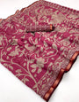 Solid Pink Pure Mul Cotton Saree With Stylish Blouse Piece