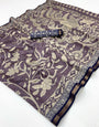 Dove Grey Pure Mul Cotton Saree With Stylish Blouse Piece