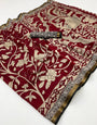 Rosewood Pure Mul Cotton Saree With Stylish Blouse Piece