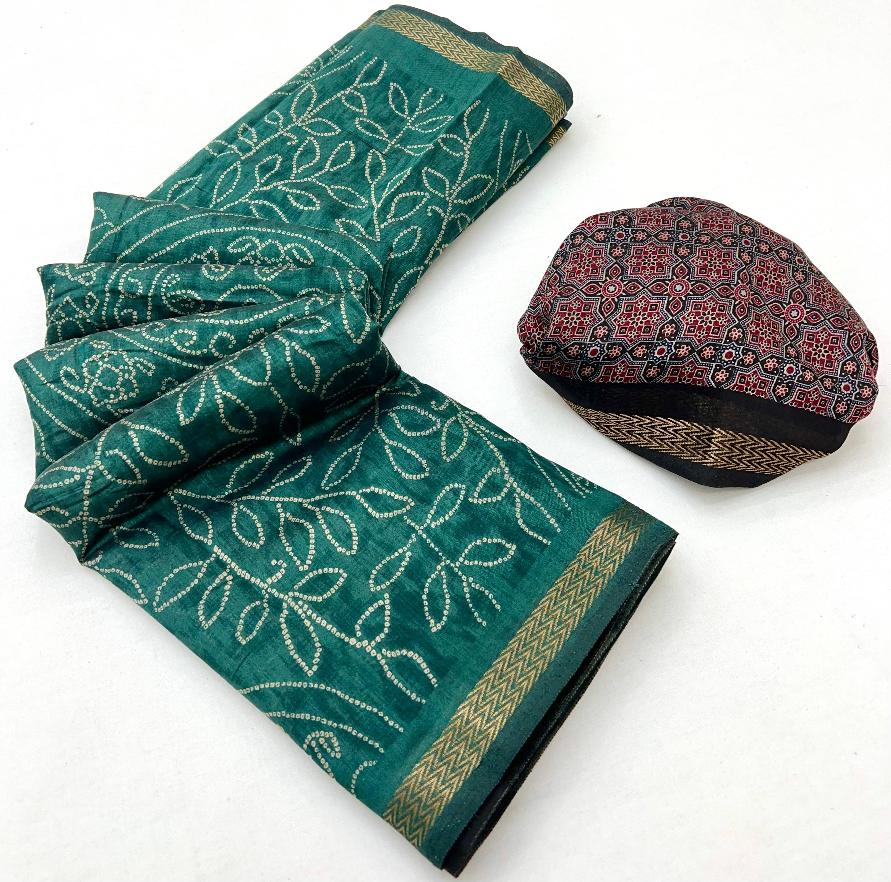 Rama Woven Mul Cotton Saree With Blouse
