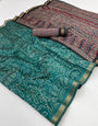 Rama Woven Mul Cotton Saree With Blouse
