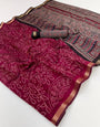 Rani Pink Woven Mul Cotton Saree With Blouse