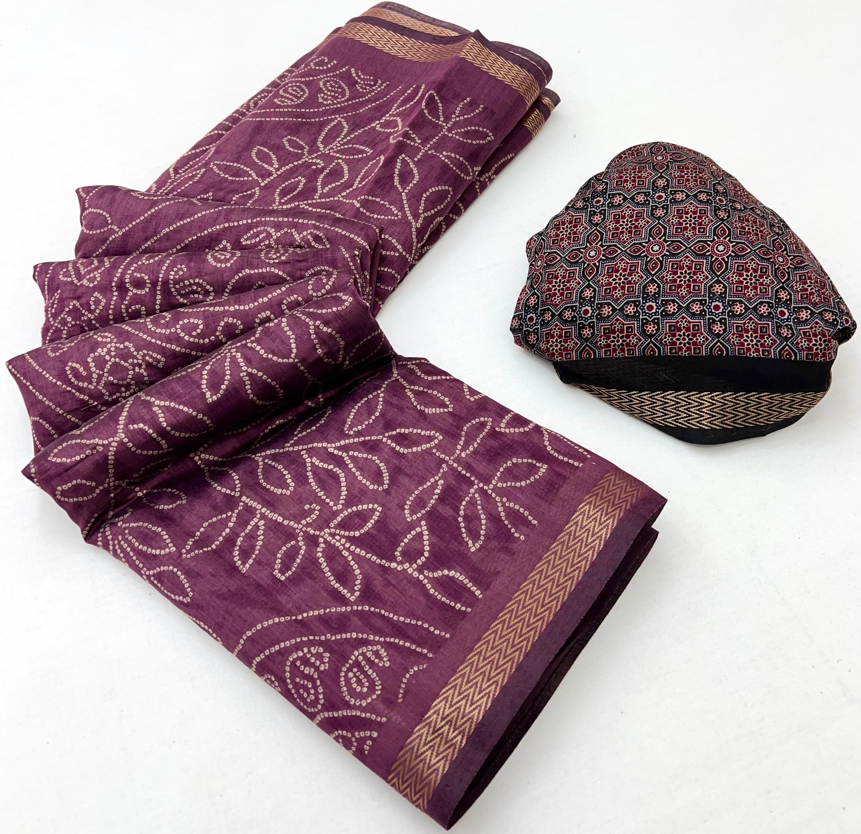 Lovender Woven Mul Cotton Saree With Blouse