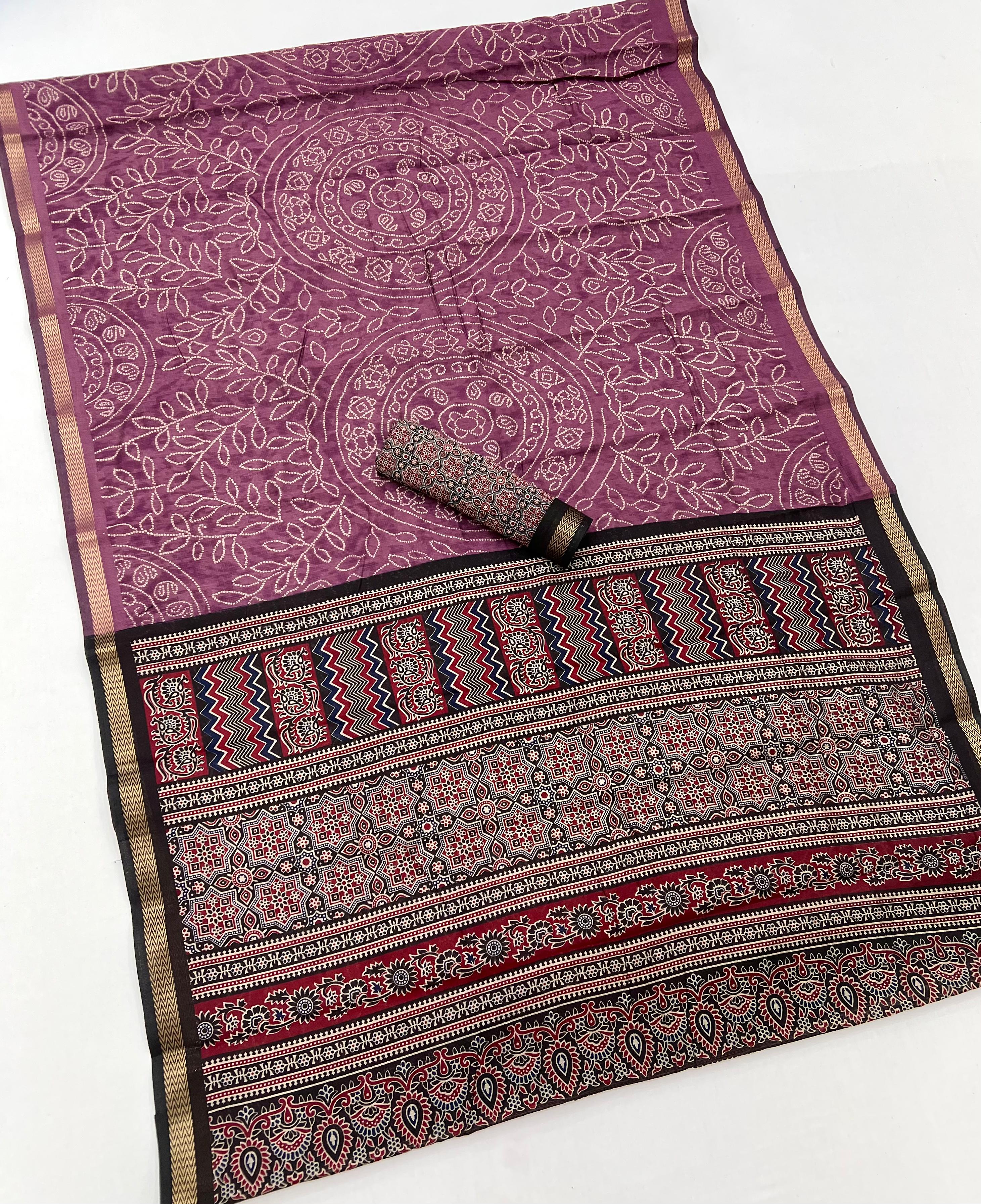Lovender Woven Mul Cotton Saree With Blouse