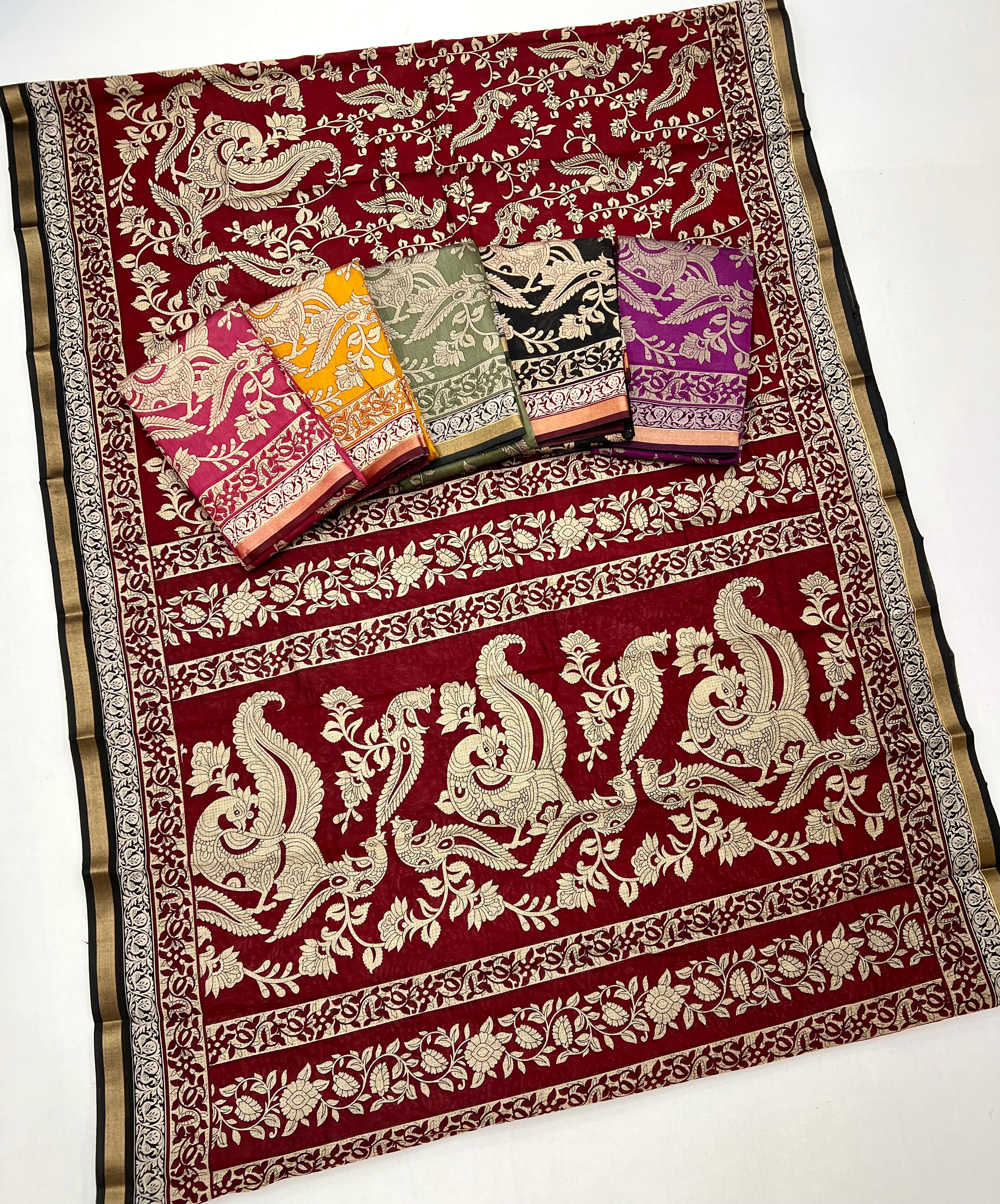 Burnt Pink Mul Mul cotten Soft Silk saree With Evocative Blouse Piece