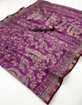 Warm Purple Mul Mul cotten Soft Silk saree With Evocative Blouse Piece