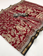 Red Oxide Mul Mul cotten Soft Silk saree With Evocative Blouse Piece