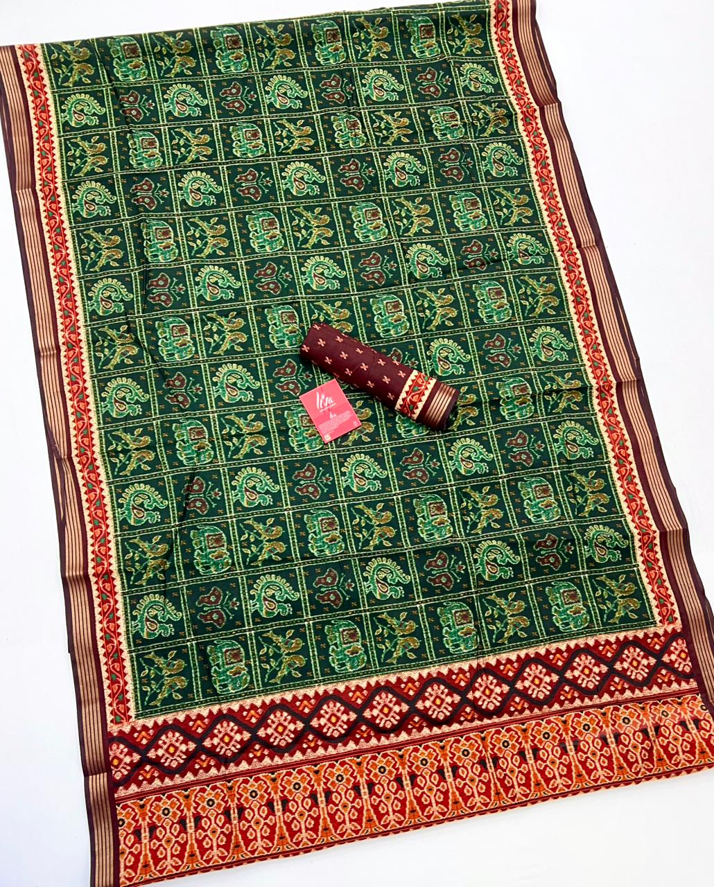 Tree Green Kalamkari Pure Maslin Silk Saree With Evocative Blouse Piece