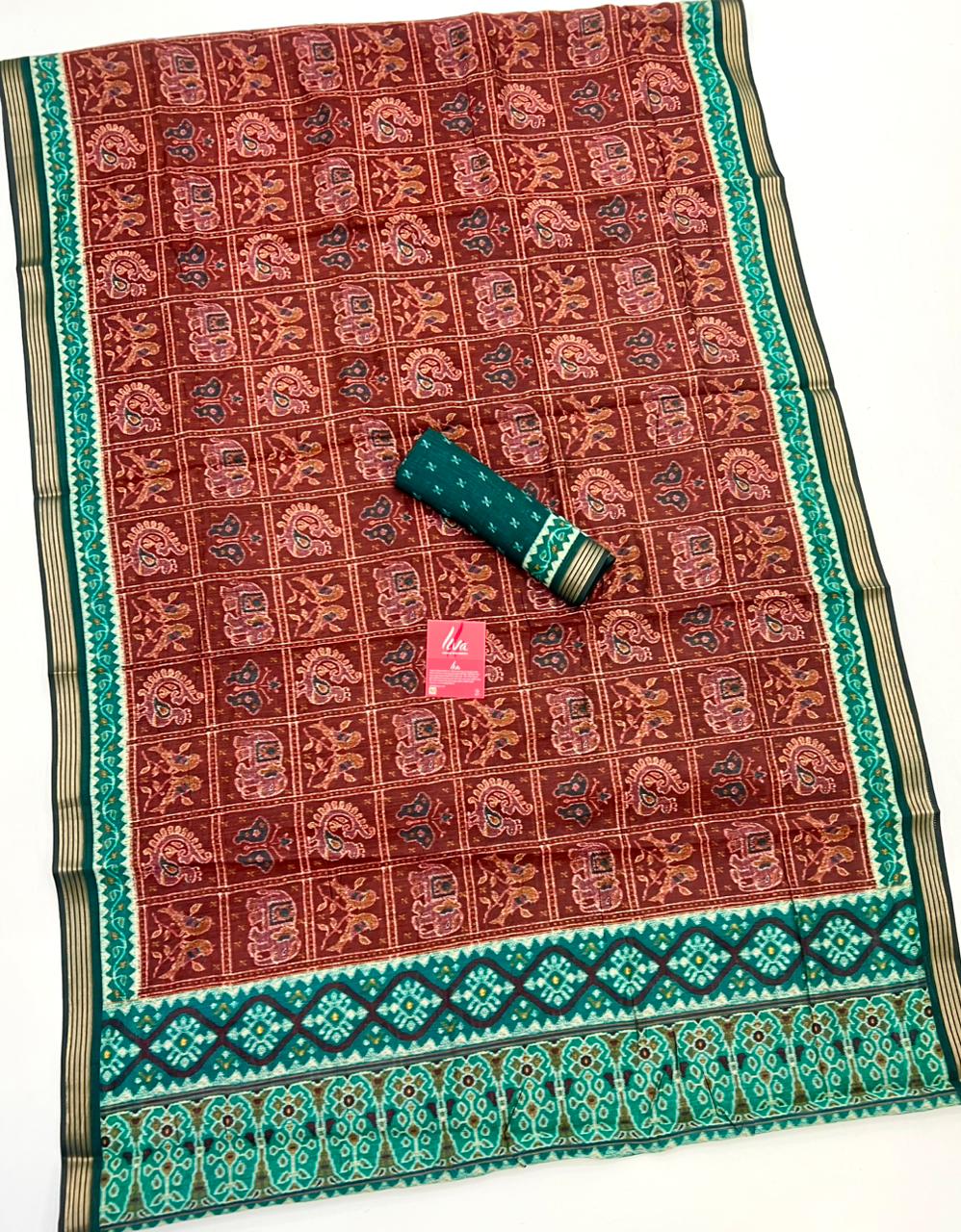 Persian Maroon Kalamkari Pure Maslin Silk Saree With Evocative Blouse Piece