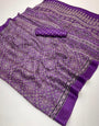 Purple Jam Ajrakh Hand Block Modal Silk Saree With Fancy Ajrakh Pallu And Border-2