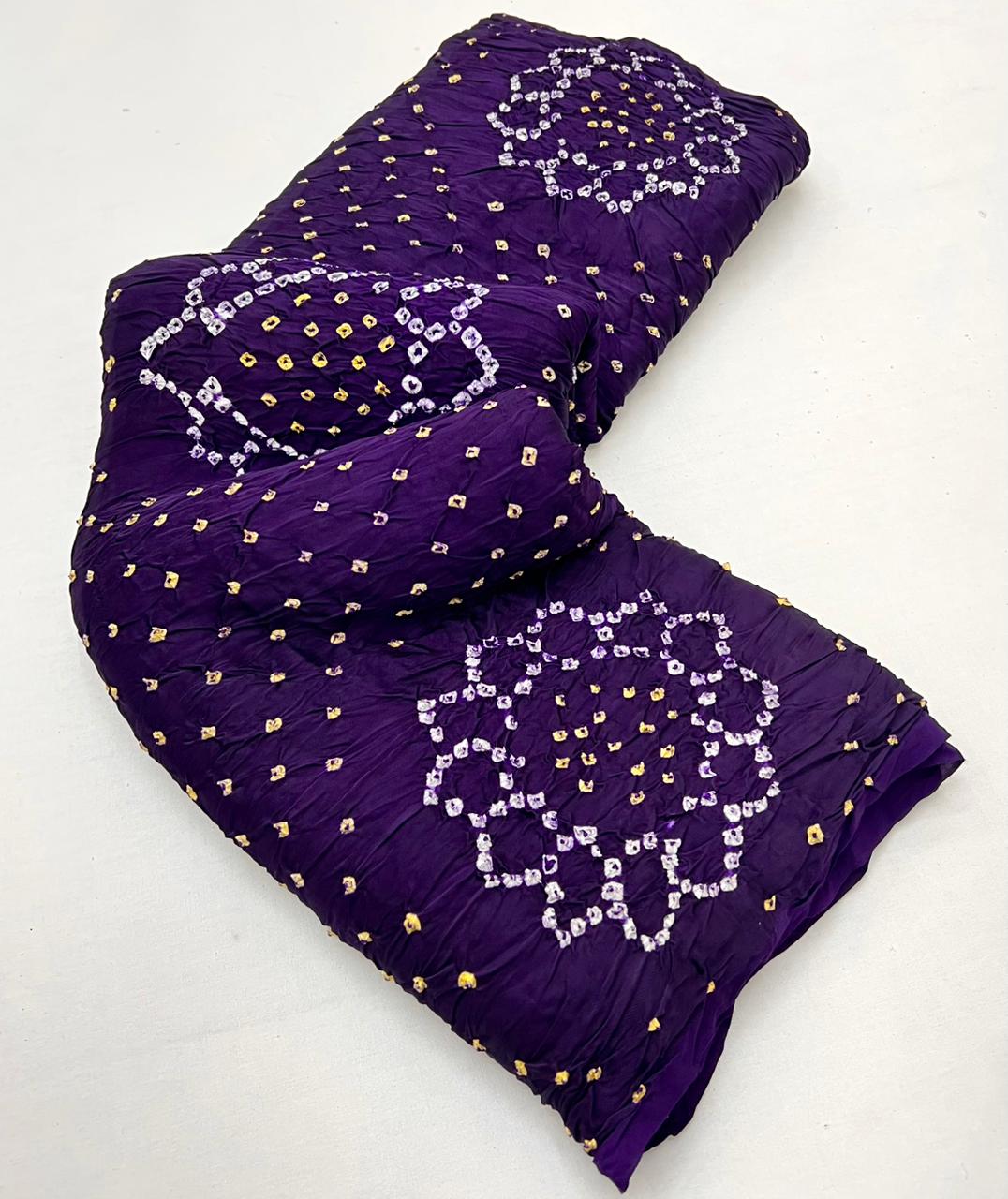 Dark Purple Pure Bandhni Zari Pallu Modal Soft Silk Saree