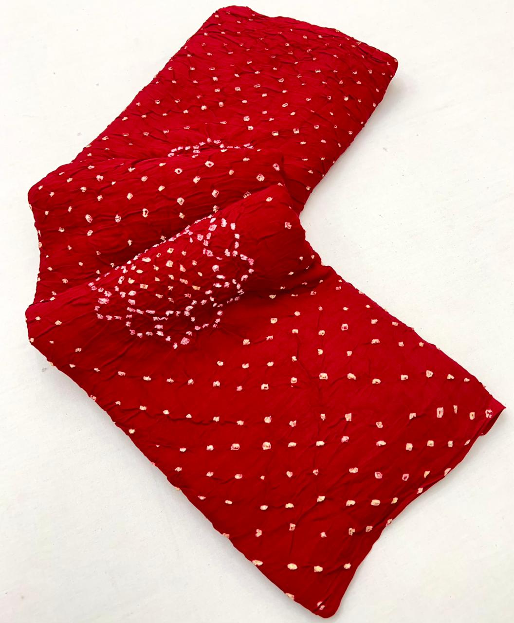 Red Berry Pure Bandhni Zari Pallu Modal Soft Silk Saree