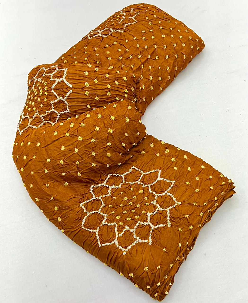 Papaya Orange Pure Bandhni Zari Pallu Modal Soft Silk Saree