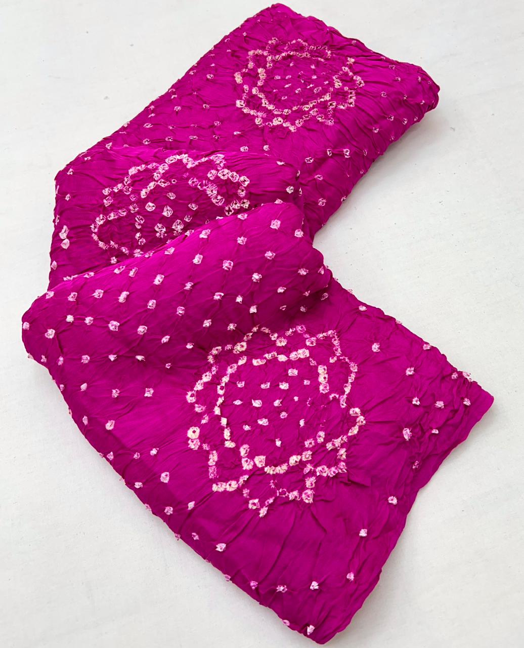 Persian Rose Pure Bandhni Zari Pallu Modal Soft Silk Saree