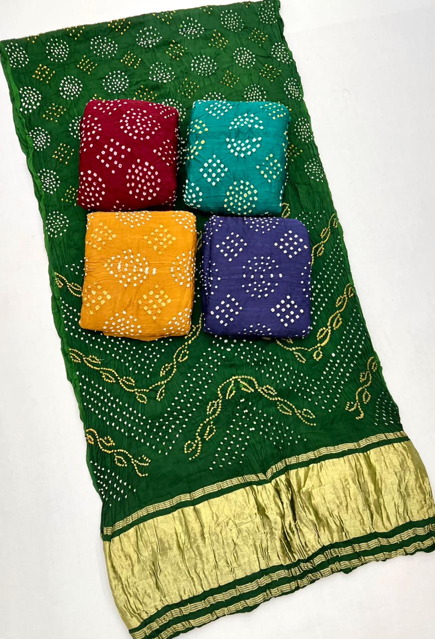 Corn Yellow Pure Bandhni Zari Pallu Modal Soft Silk Saree With Blouse